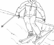 Coloriage et dessins gratuit Ski maternelle à imprimer