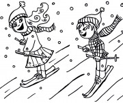 Coloriage Skieurs sous la neige