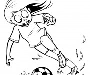 Coloriage Fille joue au Soccer