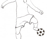 Coloriage Soccer Joueur et ballon couleur