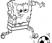 Coloriage Spongebob et Ballon Soccer