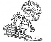 Coloriage et dessins gratuit Joueur de Tennis humoristique à imprimer