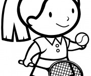 Coloriage La Fille joue au Tennis