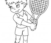 Coloriage Le Garçon joue au Tennis