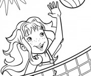 Coloriage Fille joue au Volleyball sous le soleil