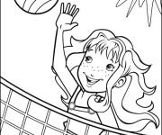 Coloriage Fille joue le Volleyball sur la plage