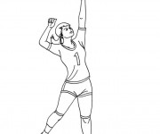 Coloriage La fille fait le Service Volleyball