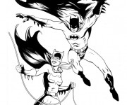 Coloriage et dessins gratuit Batgirl et Batman à imprimer
