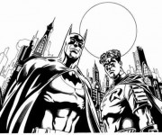 Coloriage et dessins gratuit Batman et Robin à imprimer