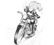 Coloriage Black Widow sur moto