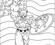 Coloriage et dessins gratuit Captain America et Le Drapeau Américain à imprimer