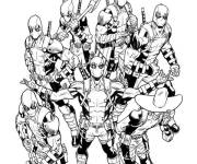 Coloriage Superheros Deadpool avec les héros de Marvel