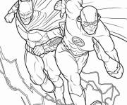 Coloriage Flash super-héros avec son ami Batman