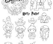 Coloriage Harry Potter Gryffindor personnages kawaii 