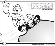 Coloriage Popeye Skateur