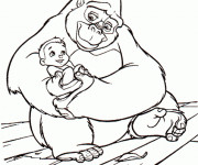 Coloriage Tarzan Bébé et La Gorille