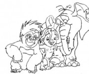 Coloriage Tarzan et ses amis