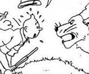 Coloriage Tintin effrayé