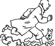Coloriage et dessins gratuit Tintin en couleur à imprimer