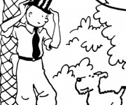 Coloriage Tintin en portant un Chapeau original