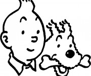 Coloriage Tintin et Milou vecteur