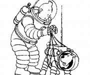 Coloriage Tintin sur La Lune
