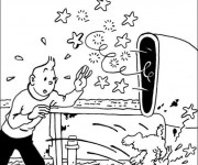 Coloriage et dessins gratuit Tintin sur Le Bateau à imprimer