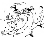 Coloriage Tintin tombe de La Falaise