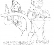 Coloriage et dessins gratuit Ultraman Tiga et Dyna à imprimer