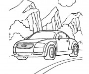 Coloriage Voiture Audi dans la Montagne