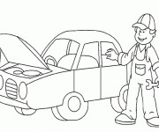 Coloriage et dessins gratuit Automobile au garage de mécanicien à imprimer