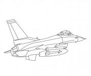 Coloriage et dessins gratuit Avion de Guerre Américain F16 à imprimer
