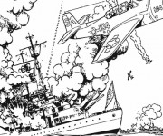 Coloriage et dessins gratuit Bateau de Guerre détruit à imprimer
