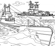 Coloriage et dessins gratuit Sous-marin et Bateau de Guerre à imprimer