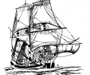 Coloriage et dessins gratuit Bateau de Pirate des Caraïbes à imprimer