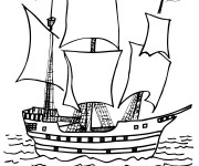 Coloriage Les pirates débarquent sur leur bateau