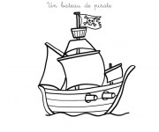 Coloriage et dessins gratuit Petit Bateau de Pirate à imprimer