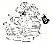 Coloriage Pirate sur un petit navire
