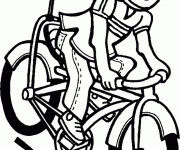 Coloriage et dessins gratuit Cycliste sur son Vélo à imprimer