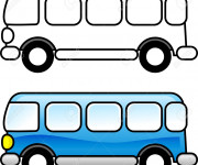 Coloriage Autobus à  colorier en bleu