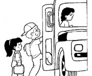 Coloriage Bus et ramassage scolaire