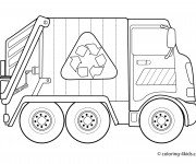 Coloriage et dessins gratuit Camion Poubelle De recyclage à imprimer