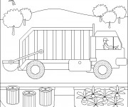 Coloriage et dessins gratuit Un paysage de Camion Poubelle à imprimer
