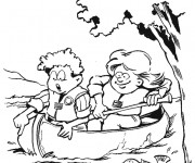 Coloriage et dessins gratuit Les Enfants sur Le Canot à imprimer