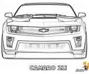Coloriage et dessins gratuit Camaro Zl1 vue frontale à imprimer