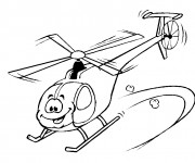 Coloriage et dessins gratuit Hélicoptère rigolo à imprimer