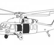 Coloriage un Hélicoptère militaire en noir