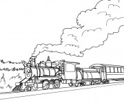 Coloriage et dessins gratuit Paysage d'un train à vapeur à imprimer