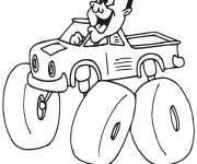 Coloriage Chauffeur de Monster Truck humoristique