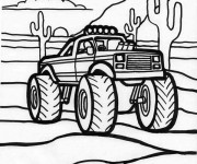 Coloriage Monster Truck au désert américain